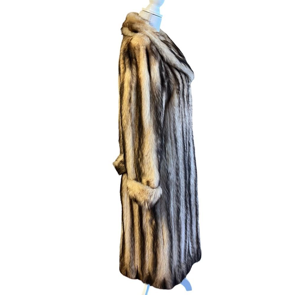 Natural Full Skin Fitch Fur Coat Size M Genuine Fur Womens by Smith Furriers - Picture 3 of 11